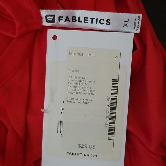 Fabletics Mariela Tank Color: Scarlet XL NWT Open Back with Tie - Picture 8 of 11